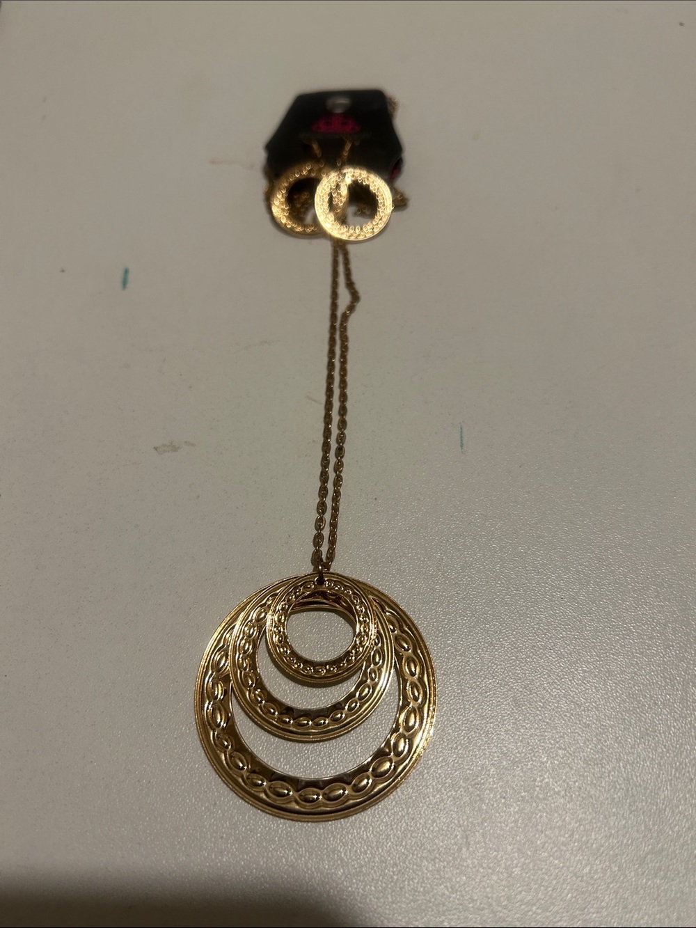 paparazzi Gold Triple Open Circle Pendant Necklace - Women Jewelry